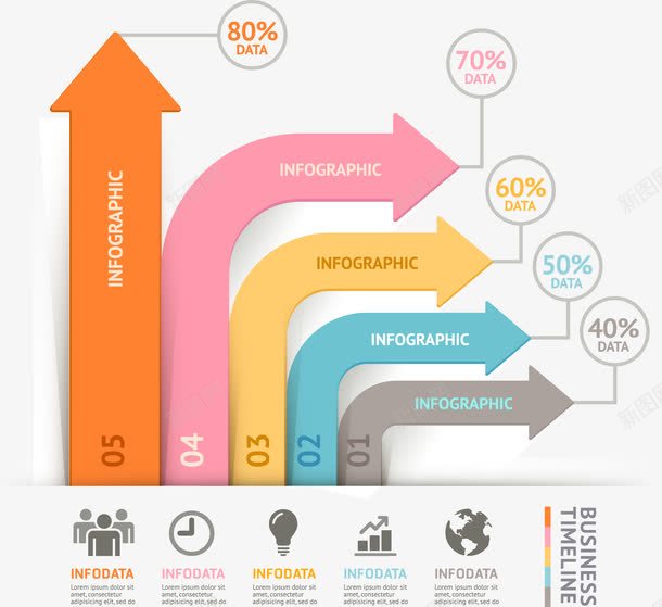 箭头图表png免抠素材_新图网 https://ixintu.com ppt元素 商务信息 数据框 矢量图表 边框