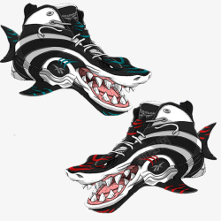 嘻哈手绘鲨鱼球鞋素材