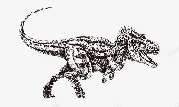 手绘远古黑白恐龙走路png免抠素材_新图网 https://ixintu.com 平面恐龙 恐龙走路 手绘的恐龙 矢量恐龙 黑白的恐龙