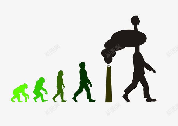 人类的成长psd免抠素材_新图网 https://ixintu.com 很久很久以前 污染 类人猿 绿色 进化