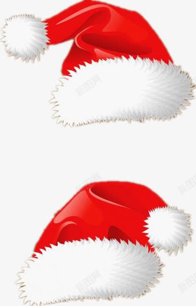 红色的圣诞帽png免抠素材_新图网 https://ixintu.com 两个帽子 圣诞帽子 圣诞节元素 白色绒毛