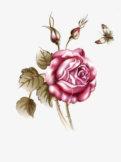 水墨玫瑰花朵背景素材