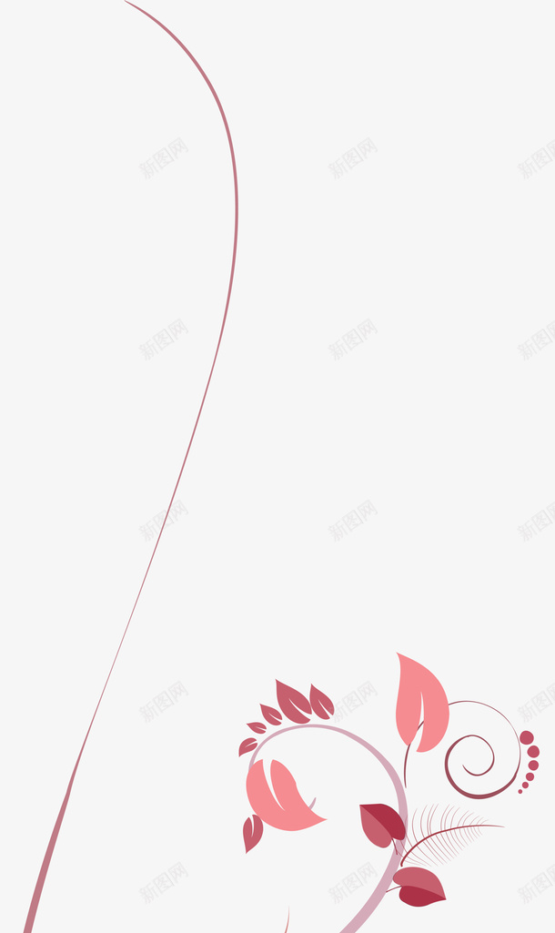 红色线条植物png免抠素材_新图网 https://ixintu.com 免抠PNG 植物 红色 线条 自然 花朵 装饰图案
