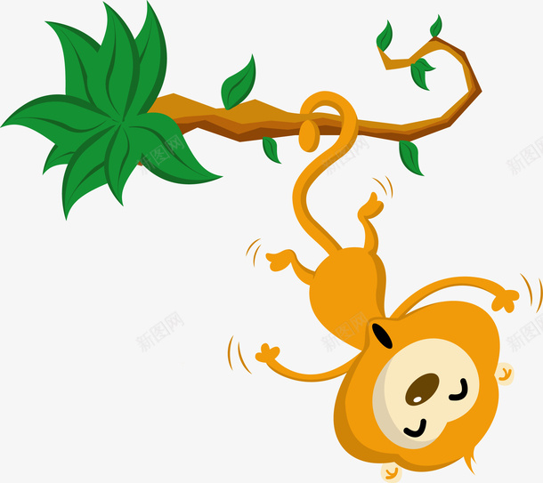 挂在树枝上的猴矢量图ai免抠素材_新图网 https://ixintu.com 卡通 可爱 流行 矢量图
