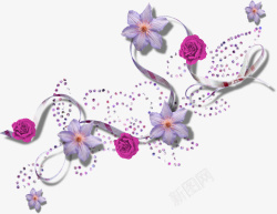 手绘紫色花边装饰素材