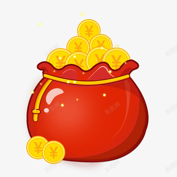红色钱袋里的金币png免抠素材_新图网 https://ixintu.com PNG素材 红色 金币 金袋子 钱袋