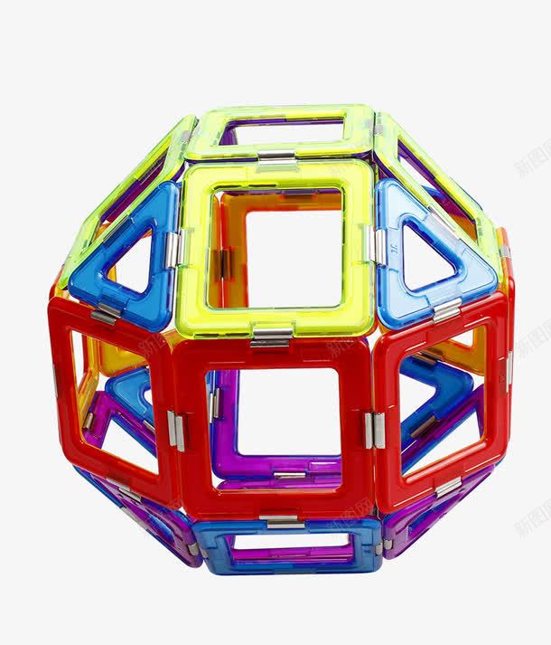 磁力片png免抠素材_新图网 https://ixintu.com 儿童玩具 多边形 球 磁力片 磁铁 立体图形
