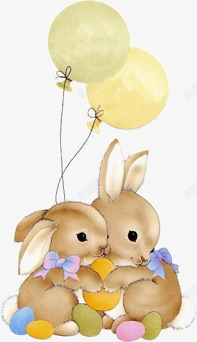 淡黄色兔子气球png免抠素材_新图网 https://ixintu.com 兔子 彩蛋 气球 淡黄色