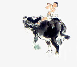 坐在牛背上清明牛背上的牧童高清图片