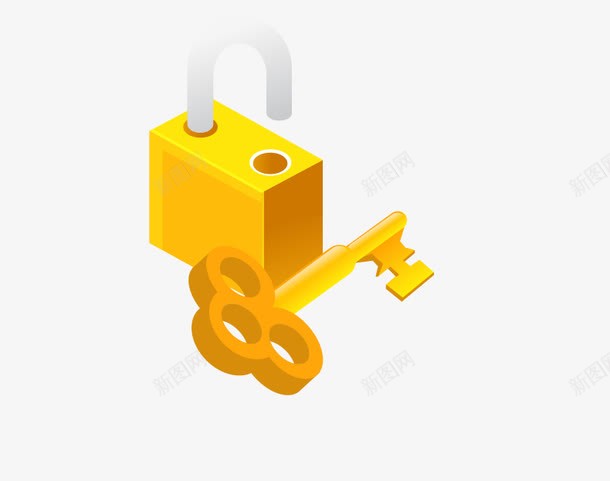 黄色卡通钥匙png免抠素材_新图网 https://ixintu.com 卡通 插画 金色 钥匙 锁 门锁 黄色