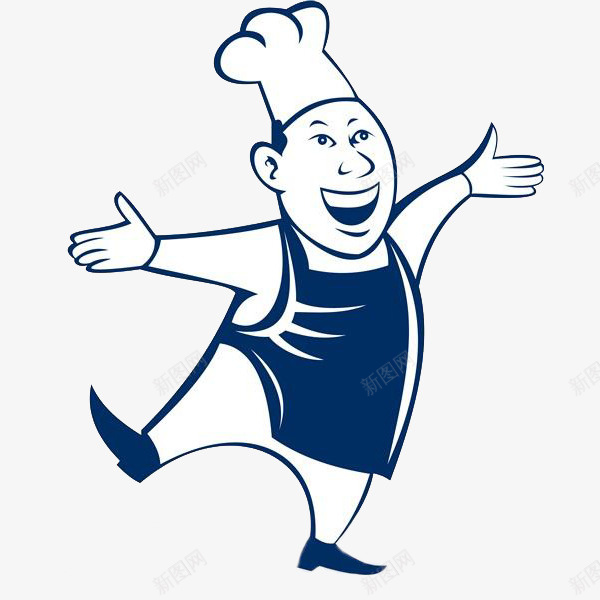 高兴地厨师png免抠素材_新图网 https://ixintu.com 卡通 厨师 帅气的 手绘 白色的 简笔 蓝色的