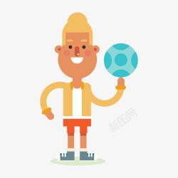 拿着足球卡通版拿着足球的男子高清图片