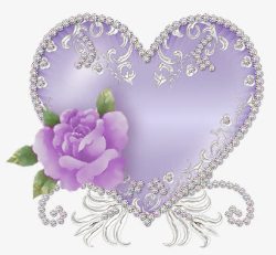 紫色镶钻淡紫色镶钻花边爱心边框高清图片