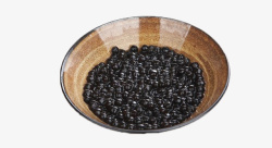 陶瓷碗里一碗黑色的珍珠豆素材