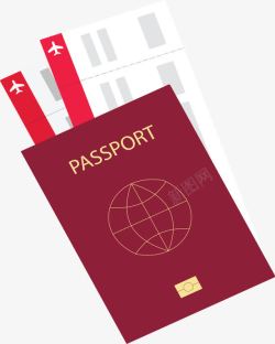 旅游出行护照机票矢量图素材