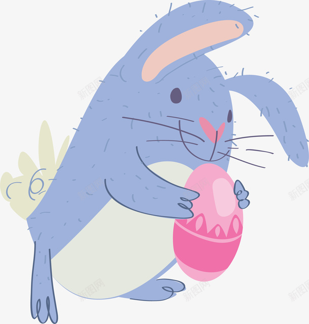 蓝色可爱的复活节兔子矢量图ai免抠素材_新图网 https://ixintu.com 兔子 复活节 复活节兔子 抱着彩蛋 矢量png 蓝色兔子 矢量图