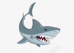 卡通手绘凶猛的鲨鱼插画png免抠素材_新图网 https://ixintu.com 卡通动物 卡通手绘 插画 鲨鱼