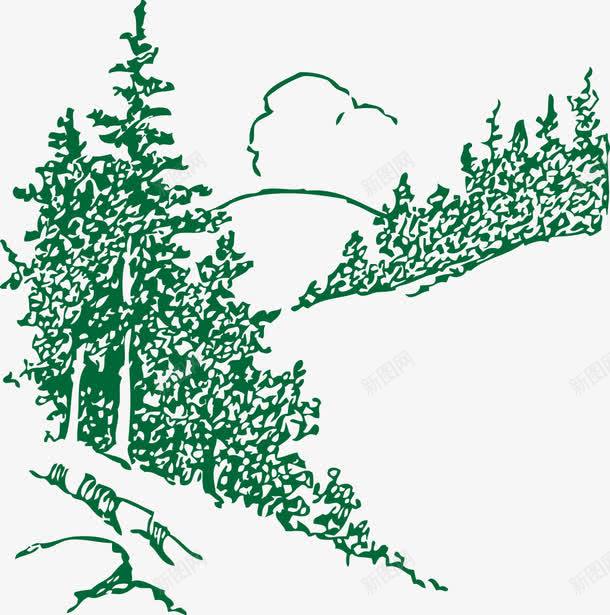 绿色树林png免抠素材_新图网 https://ixintu.com 免费矢量下载 山坡 手绘植物 绿色树林