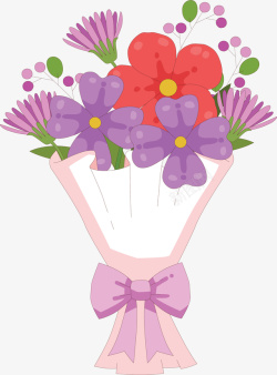 粉紫色浪漫情人节花束矢量图素材