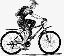 手绘骑自行车的人素材