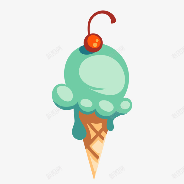 绿色卡通冰淇淋png免抠素材_新图网 https://ixintu.com 冰淇淋 甜食 绿色冰淇淋 背景装饰