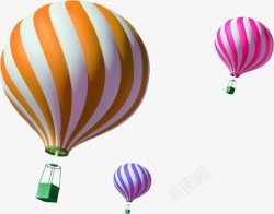 彩色春天漂浮热气球素材