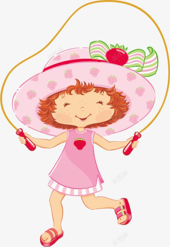 快乐的小女孩png免抠素材_新图网 https://ixintu.com 卡通 小女孩 玩耍 跳绳