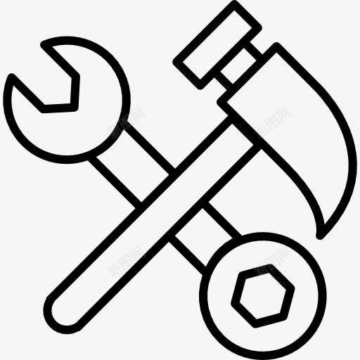 扳手接锤的轮廓图标png_新图网 https://ixintu.com 工具和器具 扳手 扳手的轮廓 挑击 接锤的轮廓 锤子
