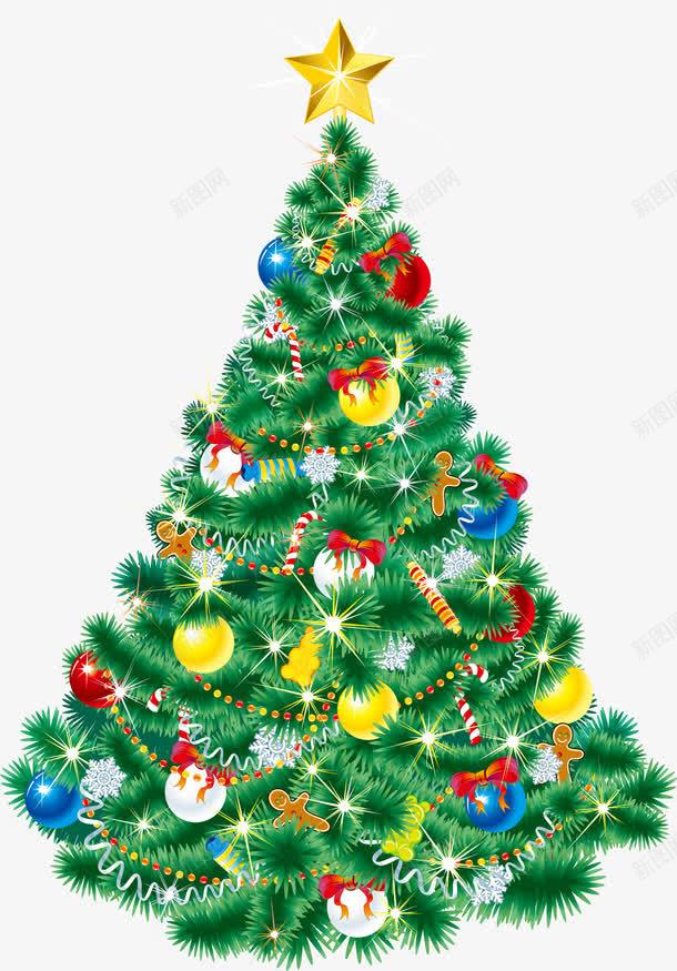 绿色节日树木png免抠素材_新图网 https://ixintu.com 圣诞快乐 圣诞树 圣诞节 星星树木 绿色树木 装饰图案