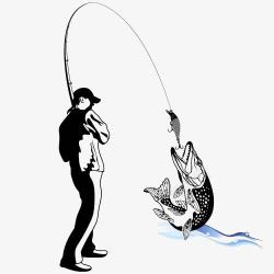 阍挞奔绔钓鱼人物剪影高清图片