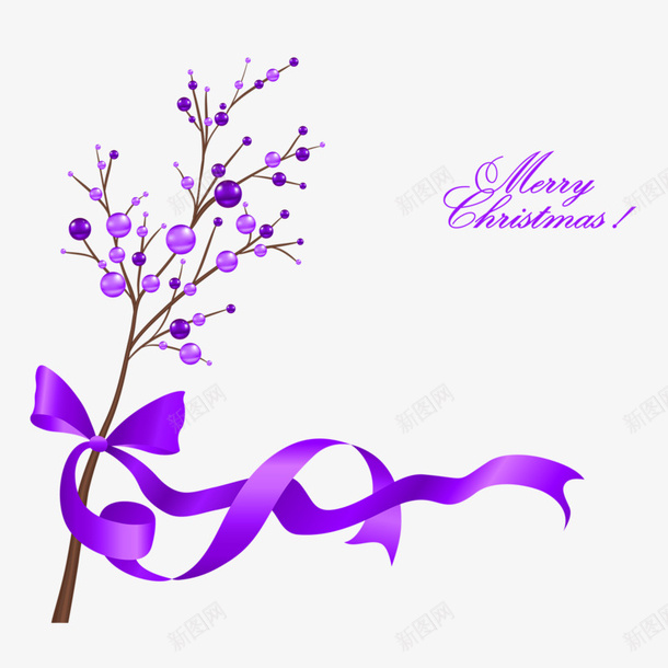 紫色飘带树装饰png免抠素材_新图网 https://ixintu.com 小树 紫色 蝴蝶结 装饰素材
