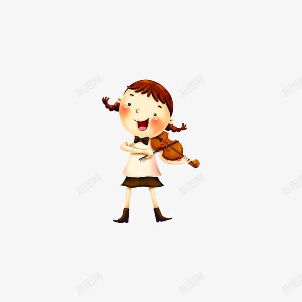 拉提琴的小女孩儿png免抠素材_新图网 https://ixintu.com 六一儿童节拉小提琴 卡通手绘 拉提琴的小女孩儿