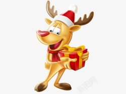 抱着圣诞礼物抱着圣诞礼物的小鹿高清图片