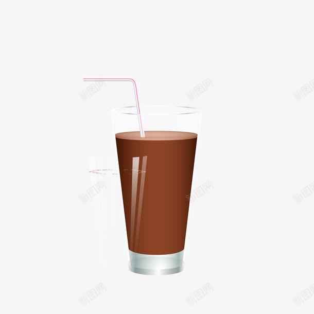 热巧克力奶玻璃杯矢量图ai免抠素材_新图网 https://ixintu.com 吸管 巧克力 玻璃杯 饮料 矢量图