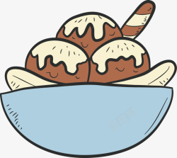 冰淇淋碗碗里的巧克力冰淇淋矢量图高清图片