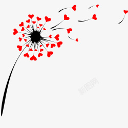 爱心蒲公英卡通爱心花朵植物矢量图高清图片