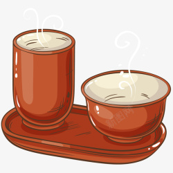 中国陶瓷茶具插画矢量图素材