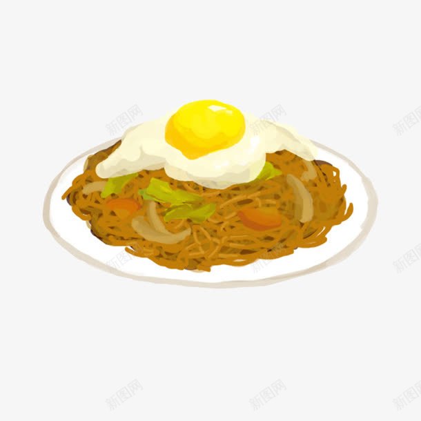 美食水彩画png免抠素材_新图网 https://ixintu.com 水彩画 蛋炒面 食物