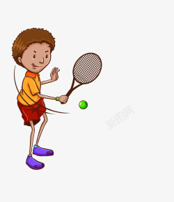 打网球的女孩手绘卡通打网球女孩高清图片