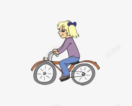 手绘骑自行车的小女孩png免抠素材_新图网 https://ixintu.com 可爱 手绘 扎辫子的小女孩 骑自行车的小女孩