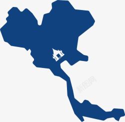 画地图蓝色科技泰国地图简易画图标高清图片