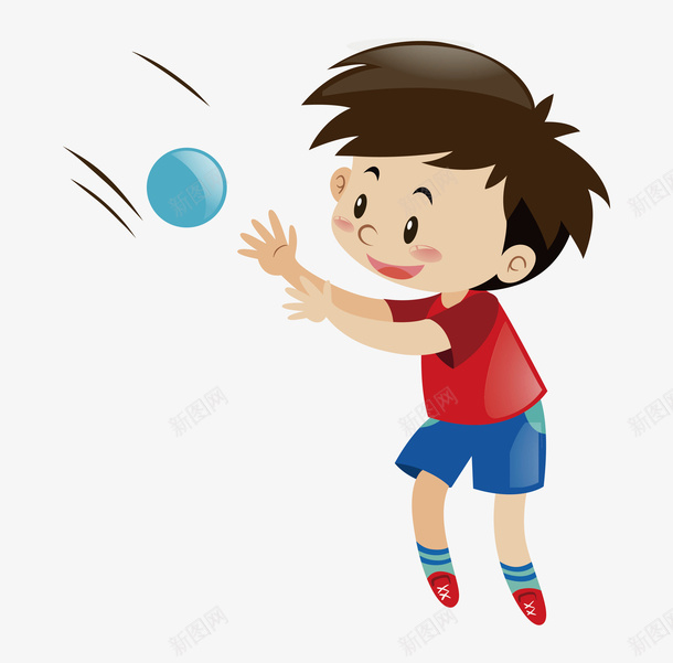 卡通手绘打球的男孩png免抠素材_新图网 https://ixintu.com 创意 动漫动画 卡通人物 卡通手绘 卡通男孩 打球的男孩 玩球的男孩