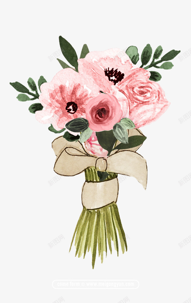 一束粉色的花朵装饰png免抠素材_新图网 https://ixintu.com 一束花 手绘花朵 粉色花朵 绿叶 花卉 花朵 花朵装饰