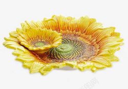 花儿形水果盘黄色向日葵花儿盘子高清图片