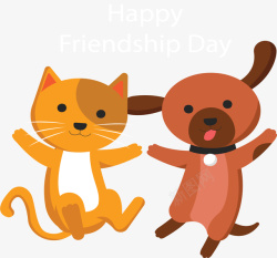 猫狗朋友友谊日快乐卡通猫狗矢量图高清图片