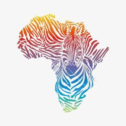 矢量斑马图创意非洲地图高清图片
