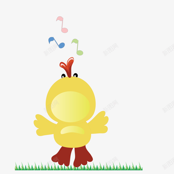 卡通唱歌的小鸭子矢量图ai免抠素材_新图网 https://ixintu.com 创意 动物设计 卡通 唱歌 小鸭子 黄色 矢量图