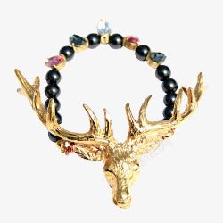 黑色的鹿头ELYONA珍珠手链高清图片