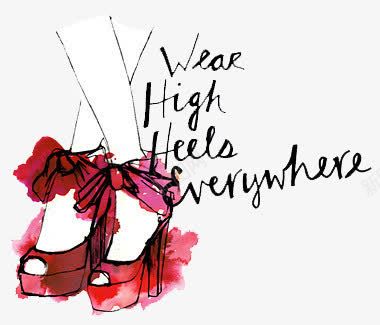 WearHighHeelaVerywherepng免抠素材_新图网 https://ixintu.com 水彩 红鞋 脚饰 英文 鞋子