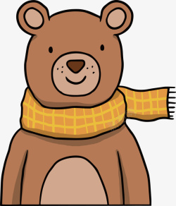 羊毛格纹围巾戴围巾的棕熊矢量图高清图片